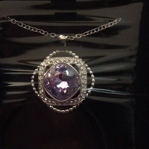 Swarovski violet rhinestone pendant necklace